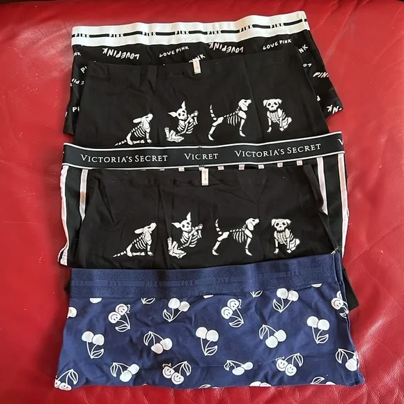 Pink cotton logo Boyshort panties 5 piece size large - Picture 5 of 8